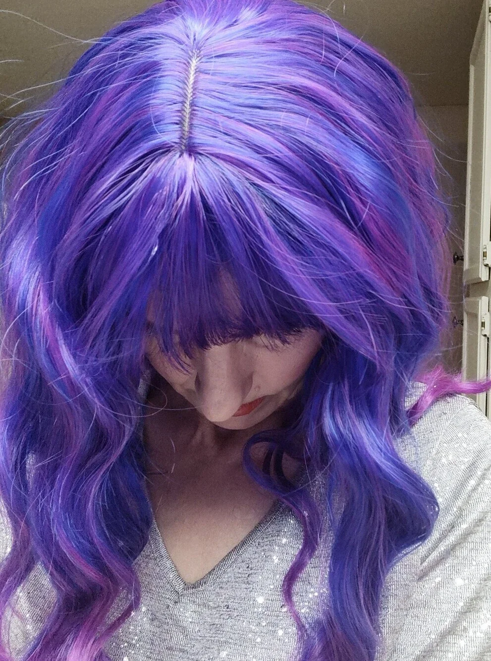 Purple And Pink Full Head Wig NWT